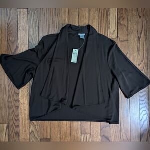 🆕 NWT dark brown Ann Taylor open front shawl collar shrug cardigan